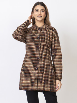 TWENTY ME Self Design Crew Neck Casual Women Brown Sweater