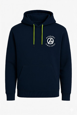 Ashkart Printed Hooded Neck Casual Men Blue Sweater