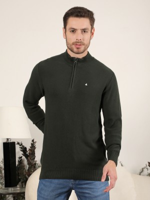 COBB ITALY Solid Round Neck Casual Men Green Sweater