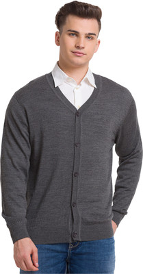 COLORPLUS Solid V Neck Casual Men Grey Sweater