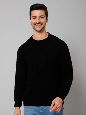 CANTABIL Solid Round Neck Casual Men Black Sweater