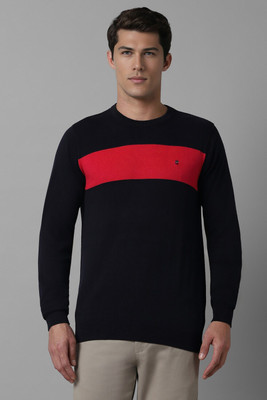 LOUIS PHILIPPE Printed Crew Neck Casual Men Black Sweater