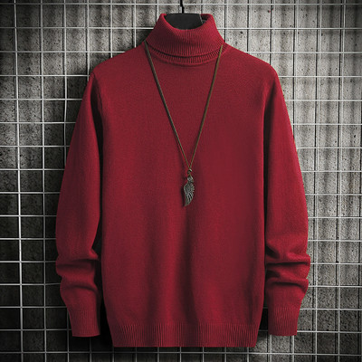 Doomee Solid High Neck Casual Men Maroon Sweater