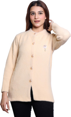 hrd7 Self Design Round Neck Casual Women Beige Sweater