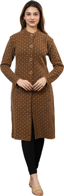 TWENTY ME Self Design Mandarin Neck Casual Women Beige Sweater