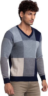 PARX Self Design V Neck Casual Men Multicolor Sweater