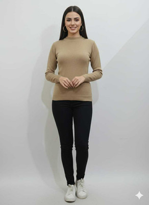 vax vax Solid Round Neck Casual Women Brown Sweater