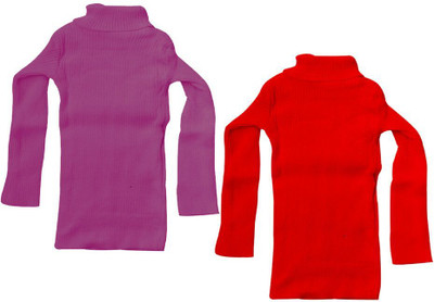MTI Fashiions Solid High Neck Casual Girls Multicolor Sweater