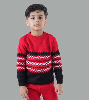 GTTWO Woven Round Neck Casual Baby Boys Red Sweater