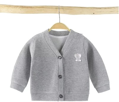 MOMISY Solid Casual Baby Boys & Baby Girls Grey Sweater