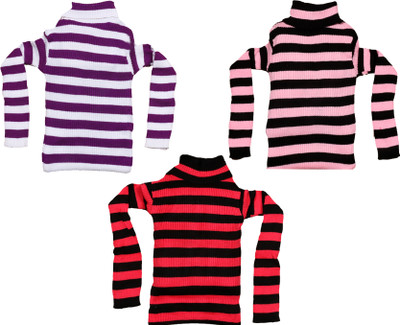 MTI FASHIONS Striped High Neck Casual Baby Boys Multicolor Sweater