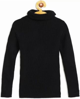 ATTIRE FASHION Solid High Neck Casual Baby Boys & Baby Girls Black Sweater