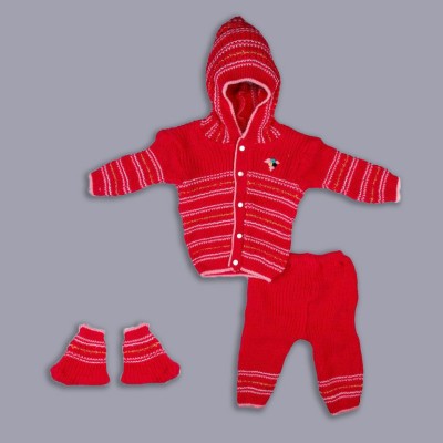 SwellSwag Baby Boys & Baby Girls Casual Sweater Pyjama(Red)