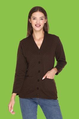 jorden4u Solid V Neck Casual Women Brown Sweater