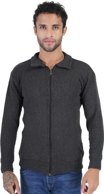 Life and style Striped Collared Neck Casual Men Grey Sweater