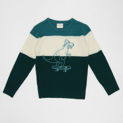 Pantaloons Junior Solid Round Neck Casual Boys Blue Sweater