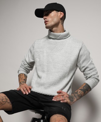 CAMPUS SUTRA Checkered Crew Neck Casual Men Grey Sweater