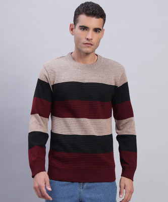 MORKEL Colorblock, Self Design Round Neck Casual Men Multicolor Sweater