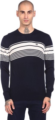 Arrow Sport Woven Round Neck Casual Men Blue, White Sweater