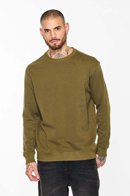 Snitch Solid Crew Neck Casual Men Green Sweater