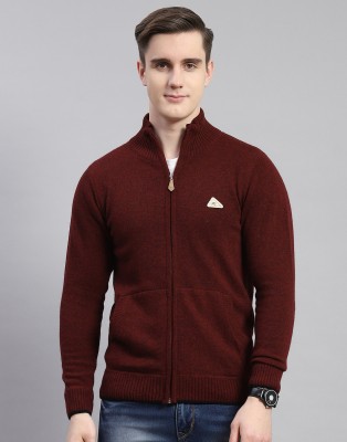 MONTE CARLO Solid High Neck Casual Men Maroon Sweater