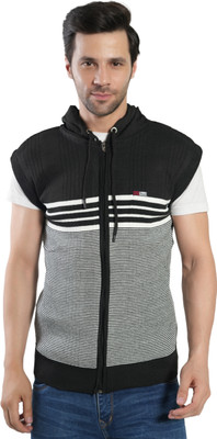 Life and style Self Design Hooded Neck Casual Men Multicolor Sweater