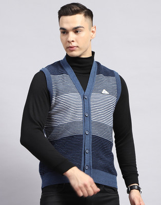 MONTE CARLO Striped V Neck Casual Men Multicolor Sweater