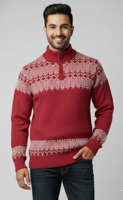 WoolCraft Woven Cowl Neck Casual Men Light Blue Sweater