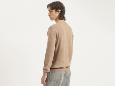 United Colors of Benetton Self Design Crew Neck Casual Men Beige Sweater