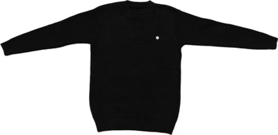 Rao Self Design Round Neck Party Men Black Sweater