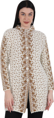 chatanya Self Design High Neck Casual Women Beige Sweater