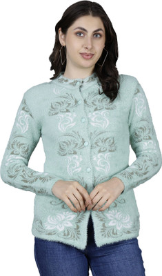HITTIKA Self Design Round Neck Casual Women Light Green Sweater