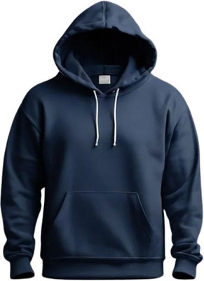 Ashkart Solid Hooded Neck Casual Men Blue Sweater