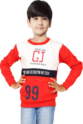 AD & AV Colorblock Round Neck Formal Boys White, Red Sweater