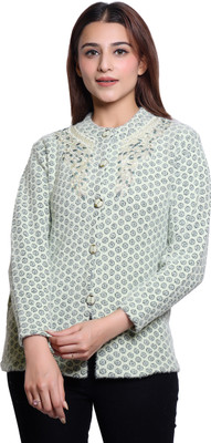 hrd7 Self Design Round Neck Casual Women Light Green Sweater