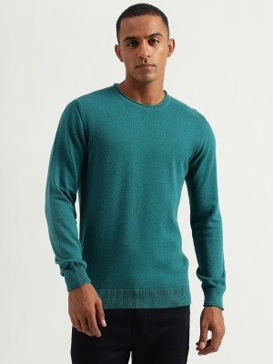 United Colors of Benetton Solid Round Neck Casual Men Dark Blue Sweater