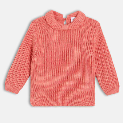 MINI KLUB Solid Round Neck Casual Baby Girls Pink Sweater