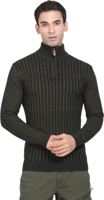 t-base Solid Crew Neck Casual Men Green Sweater