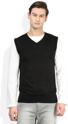 GAINEEL Solid V Neck Casual Men Black Sweater