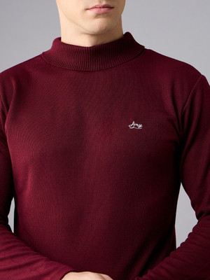ARRAY Solid High Neck Casual Men Maroon Sweater
