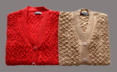 Shunit creation Solid V Neck Formal Women Red, Brown Sweater