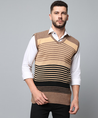 ZEPPI Striped V Neck Casual Men Multicolor Sweater
