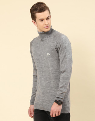 MONTE CARLO Solid High Neck Casual Men Grey Sweater