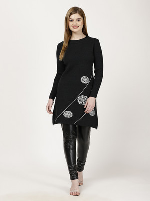 FUTURO Solid Round Neck Casual Women Green Sweater