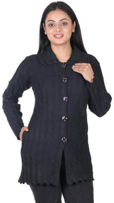 Shunit creation Solid V Neck Casual Women Black Sweater