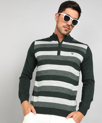 Allen Solly Woven High Neck Casual Men Grey Sweater