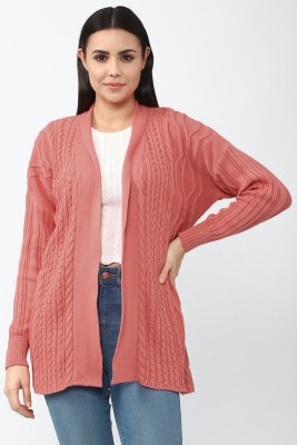 VAN HEUSEN Self Design Collared Neck Casual Women Pink Sweater