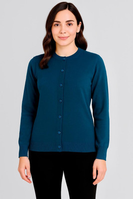 fayoon Solid Round Neck Casual Women White Sweater