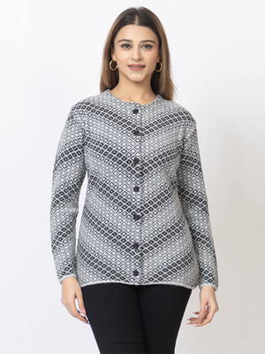 TWENTY ME Printed Round Neck Casual Women Grey Sweater