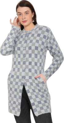 HITTIKA Colorblock Round Neck Casual Women Grey Sweater